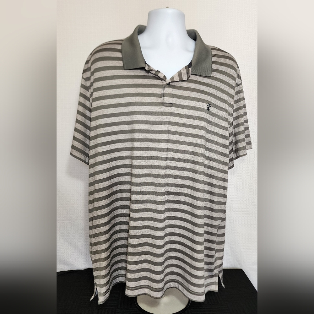 Classic Striped Polo Shirt in Gray and White